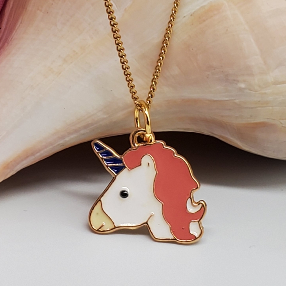 Unicorn Jewelry Horn Horse Head Pendant Gold plated Necklace Minimalist Jewelry